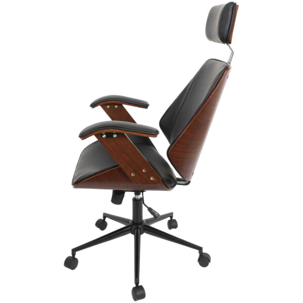 Silla Ejecutiva Argentina Chapa Nogal & Piel PU Con Brazos Base Negra - Imagen 4