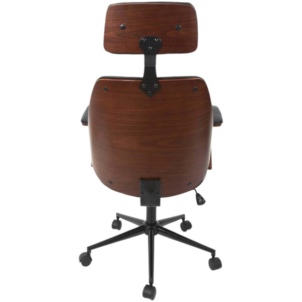 Silla Ejecutiva Argentina Chapa Nogal & Piel PU Con Brazos Base Negra - Imagen 2