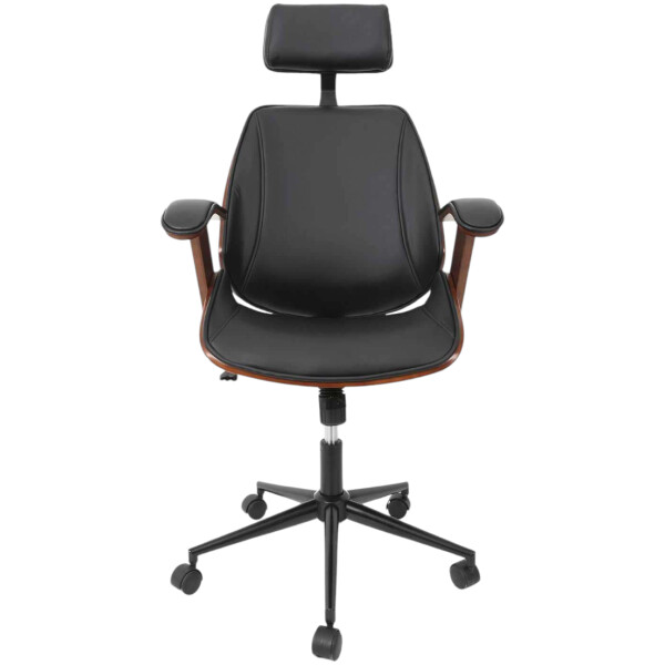 Silla Ejecutiva Argentina Chapa Nogal & Piel PU Con Brazos Base Negra - Imagen 3