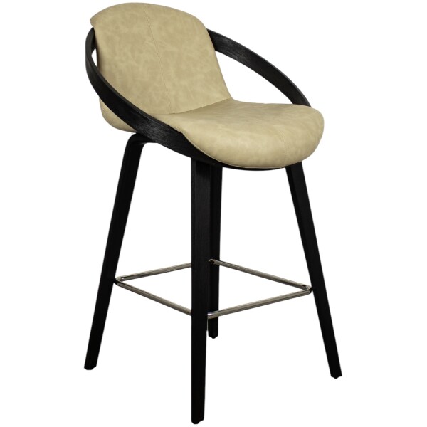 Banco Bubble Madera chapa nogal y Piel Pu Negro KitchenStool - Imagen 13