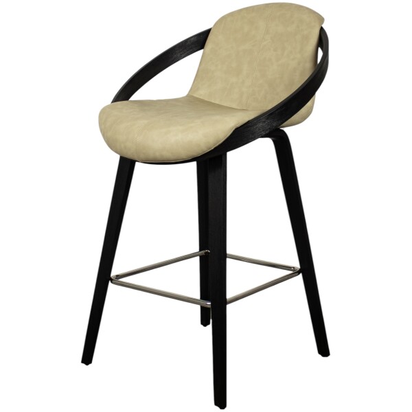 Banco Bubble Madera chapa nogal y Piel Pu Negro KitchenStool - Imagen 16