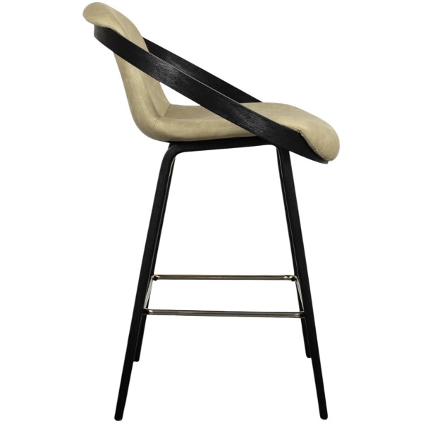 Banco Bubble Madera chapa nogal y Piel Pu Negro KitchenStool - Imagen 15