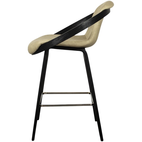 Banco Bubble Madera chapa nogal y Piel Pu Negro KitchenStool - Imagen 12