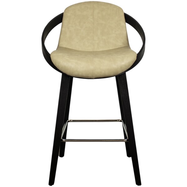 Banco Bubble Madera chapa nogal y Piel Pu Negro KitchenStool - Imagen 11