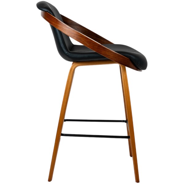 Banco Bubble Madera chapa nogal y Piel Pu Negro KitchenStool - Imagen 7