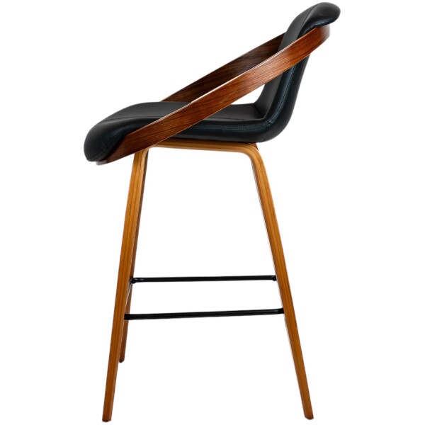 Banco Bubble Madera chapa nogal y Piel Pu Negro KitchenStool - Imagen 2