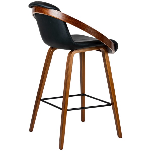 Banco Bubble Madera chapa nogal y Piel Pu Negro KitchenStool - Imagen 4