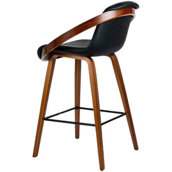 Banco Bubble Madera chapa nogal y Piel Pu Negro KitchenStool - Imagen 6