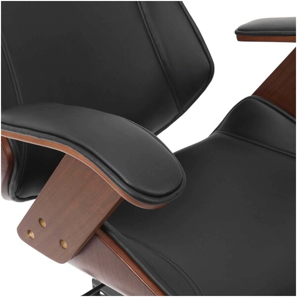 Silla Ejecutiva Argentina Chapa Nogal & Piel PU Con Brazos Base Negra - Imagen 7