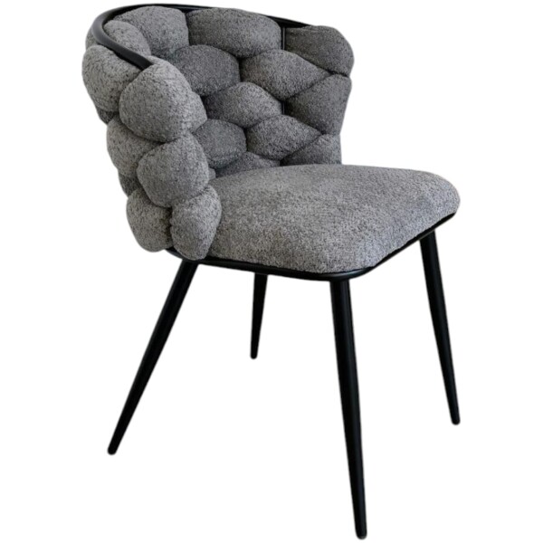 Silla Daryl Pata de Acero Negra tela chenille gris
