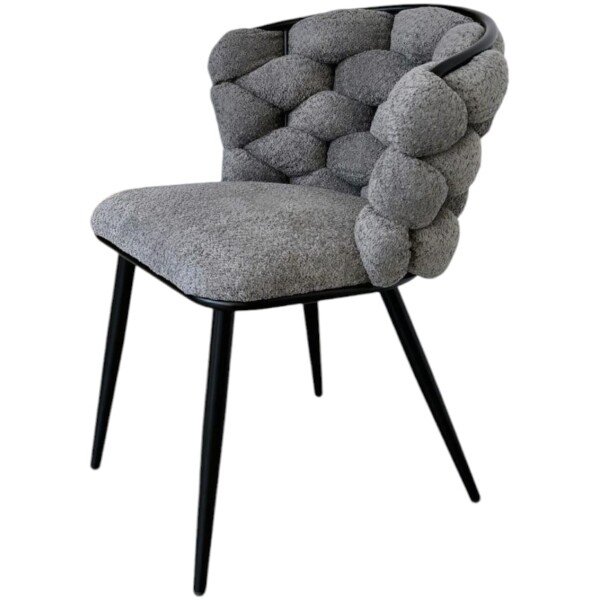 Silla Daryl Pata de Acero Negra tela chenille gris - Imagen 6