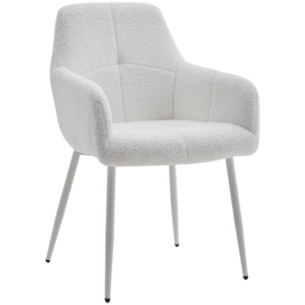 Silla Detty Afelpada Blanca con Brazos Tela Tipo Borrega