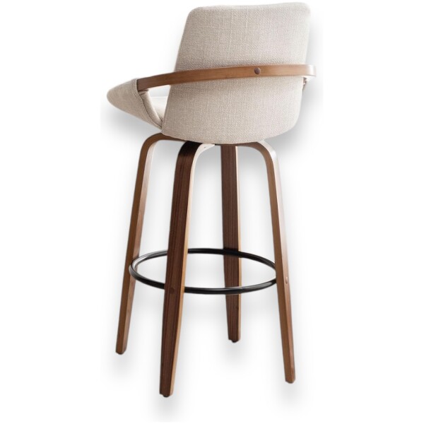 Banco Venice Madera Nogal Seco Tela Beige tipo Borrega Bouncle Giratorio Kitchenstool - Imagen 6