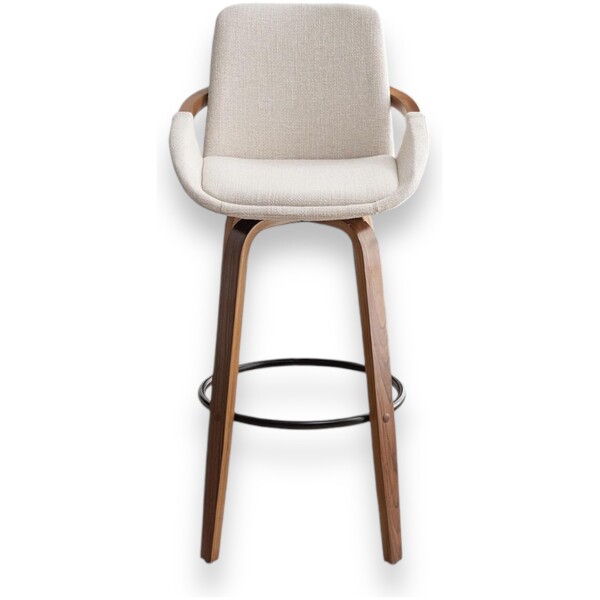 Banco Venice Madera Nogal Seco Tela Beige tipo Borrega Bouncle Giratorio Kitchenstool - Imagen 5