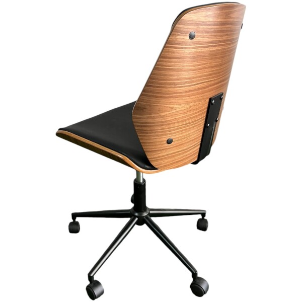 Silla Oficina Paris Ejecutiva Madera Nogal & Piel Pu base Negra - Imagen 5