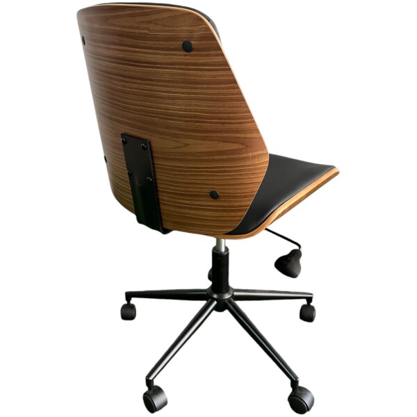 Silla Oficina Paris Ejecutiva Madera Nogal & Piel Pu base Negra - Imagen 8