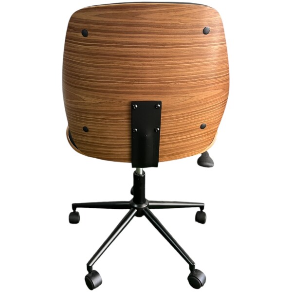 Silla Oficina Paris Ejecutiva Madera Nogal & Piel Pu base Negra - Imagen 6