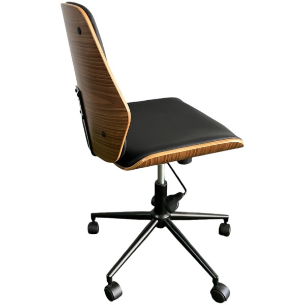 Silla Oficina Paris Ejecutiva Madera Nogal & Piel Pu base Negra - Imagen 7