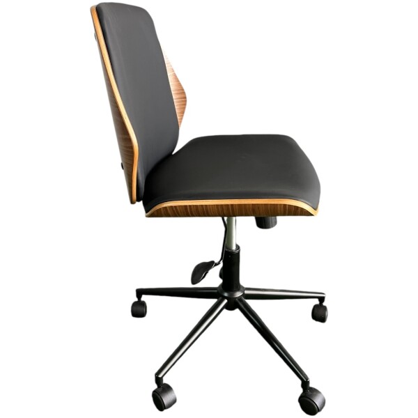 Silla Oficina Paris Ejecutiva Madera Nogal & Piel Pu base Negra - Imagen 3