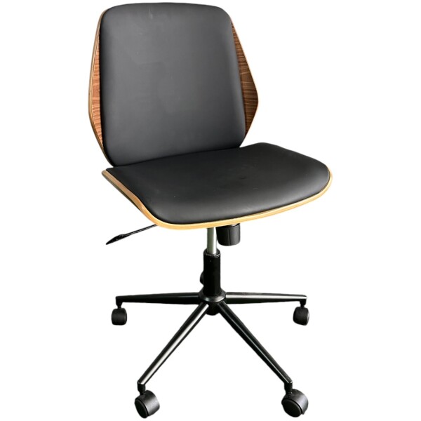 Silla Oficina Paris Ejecutiva Madera Nogal & Piel Pu base Negra