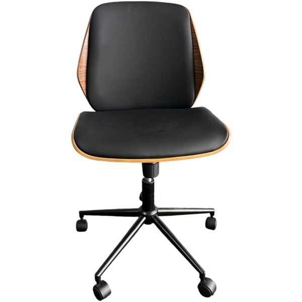 Silla Oficina Paris Ejecutiva Madera Nogal & Piel Pu base Negra - Imagen 2