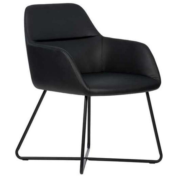 silla tipo sillo chico moderno con base cruzada color negro ideal para visita, sala de espera o cualquier espacio minimalista