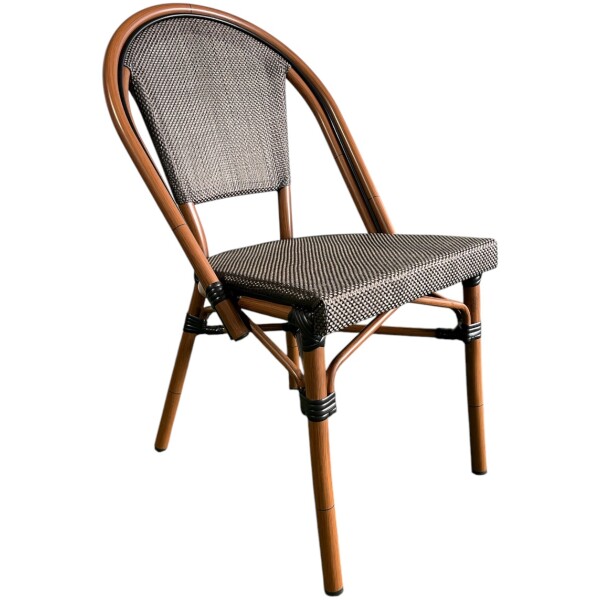 Silla Rattan French Eco Mesh SB nogal Ratan Estilo Bistro Frances Metal Francesa