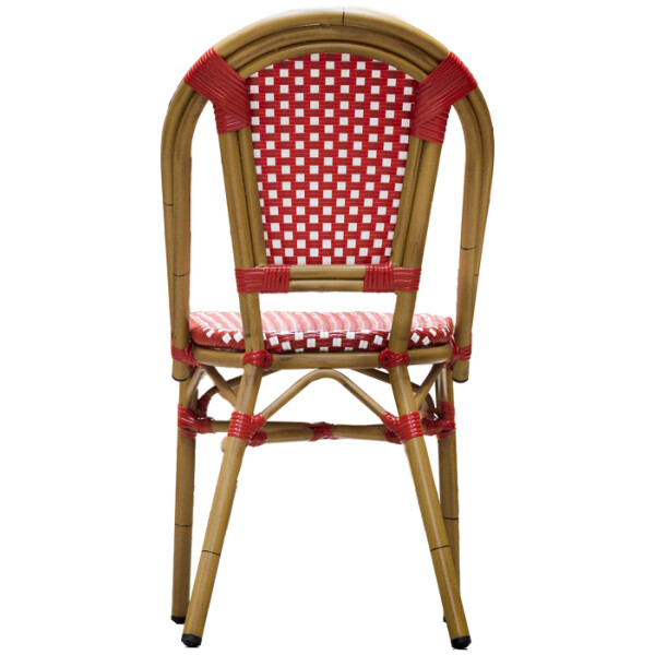 Silla Rattan French Paris Ratan Estilo Bistro Frances Metal Francesa Rojo con blanco - Imagen 2