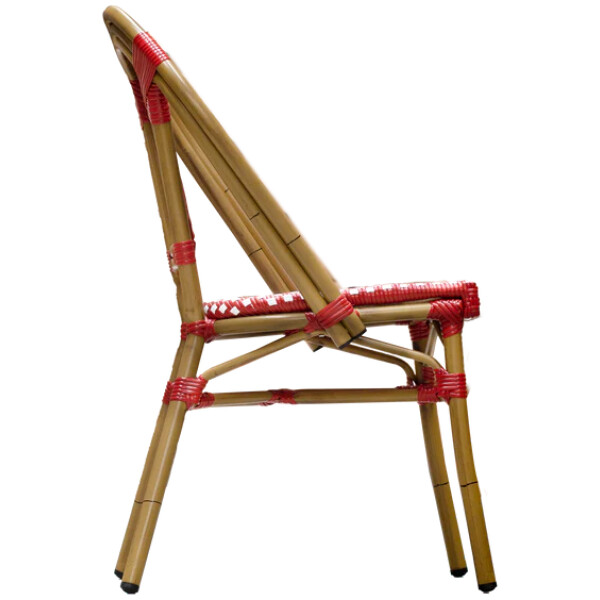 Silla Rattan French Paris Ratan Estilo Bistro Frances Metal Francesa Rojo con blanco - Imagen 3
