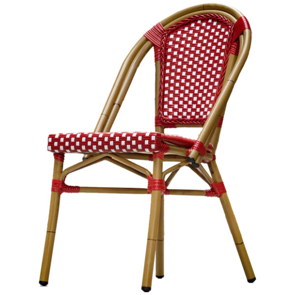 Silla Rattan French Paris Ratan Estilo Bistro Frances Metal Francesa Rojo con blanco - Imagen 4