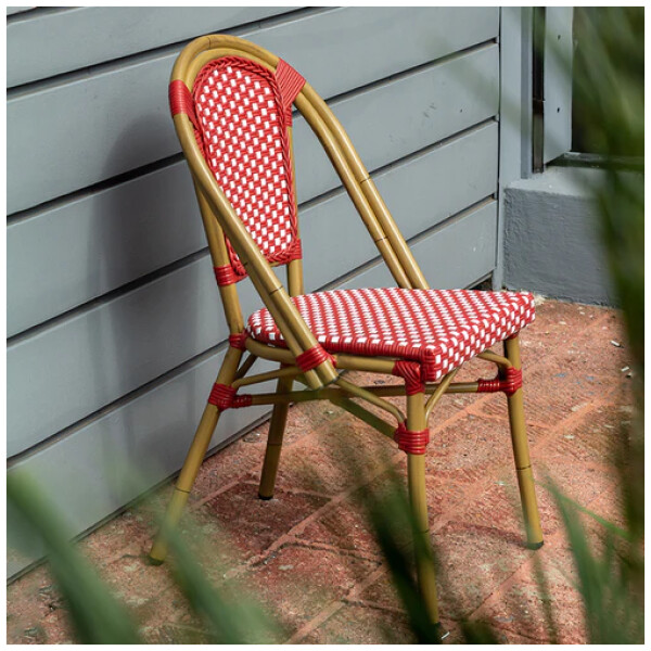 Silla Rattan French Paris Ratan Estilo Bistro Frances Metal Francesa Rojo con blanco - Imagen 6