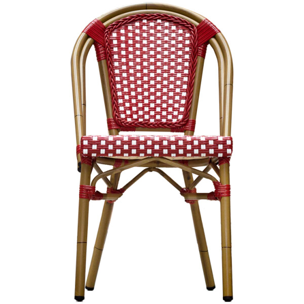Silla Rattan French Paris Ratan Estilo Bistro Frances Metal Francesa Rojo con blanco - Imagen 5