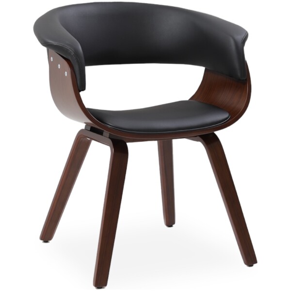 Silla Mn1-B chapa madera nogal y Piel Pu diseño Nordico - Imagen 2