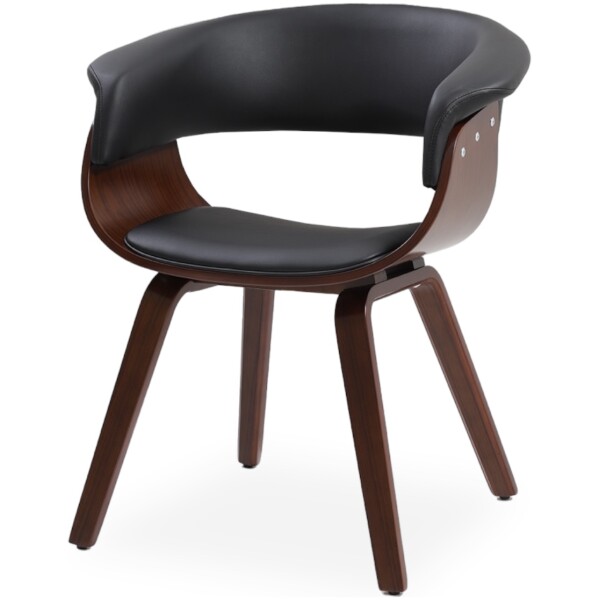 Silla Mn1-B chapa madera nogal y Piel Pu diseño Nordico