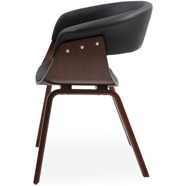 Silla Mn1-B chapa madera nogal y Piel Pu diseño Nordico - Imagen 5