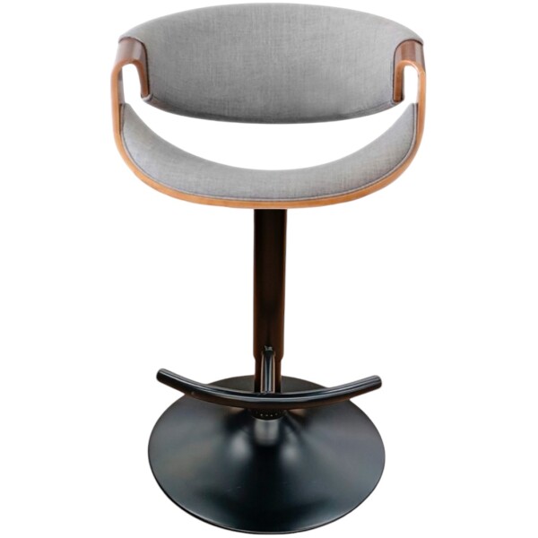 Banco Mn2 chapa madera nogal y Tela Gris diseño curvo Base Negra - Imagen 6