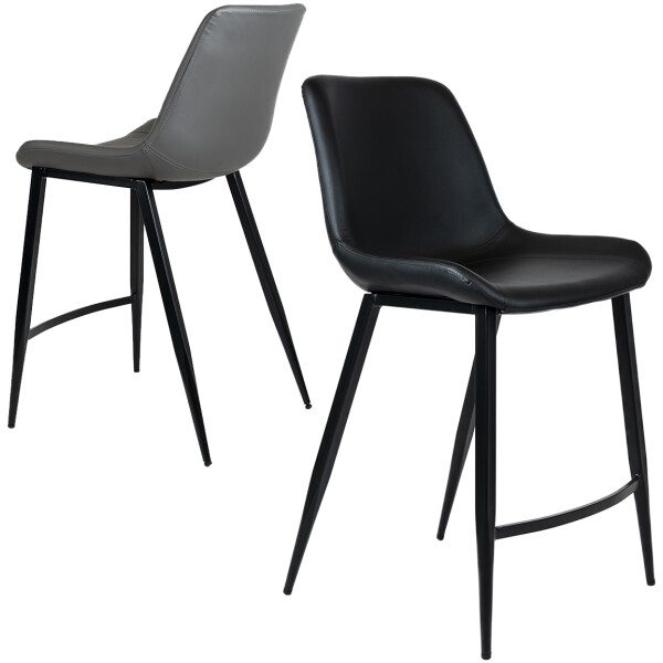 Banco Hope Piel Pu Fijo Pata Metal  Negro / Gris