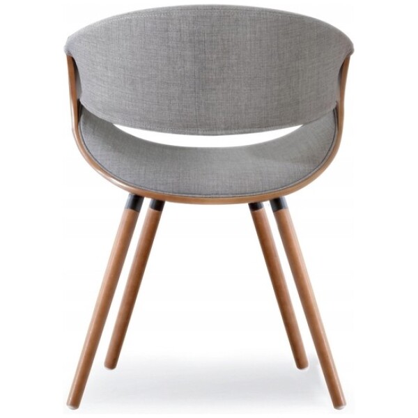 Silla Mn2 Tela Gris chapa madera nogal diseño curvo - Imagen 9