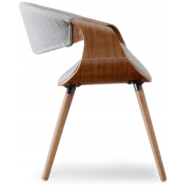 Silla Mn2 Tela Gris chapa madera nogal diseño curvo - Imagen 8