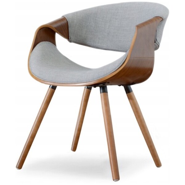 Silla Mn2 Tela Gris chapa madera nogal diseño curvo