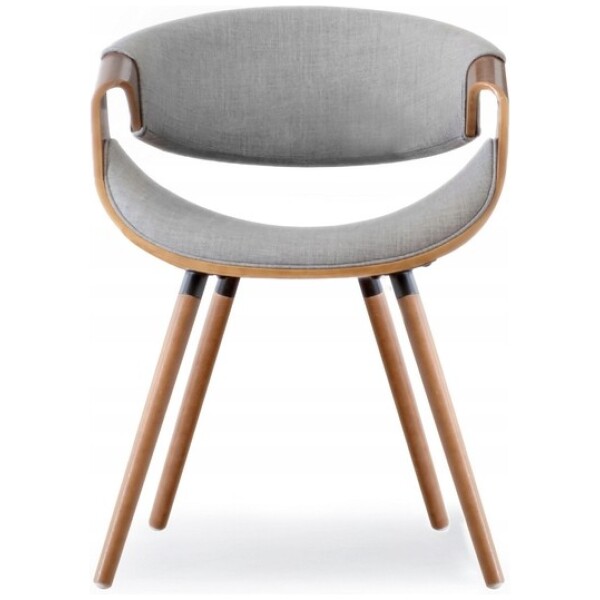 Silla Mn2 Tela Gris chapa madera nogal diseño curvo - Imagen 4