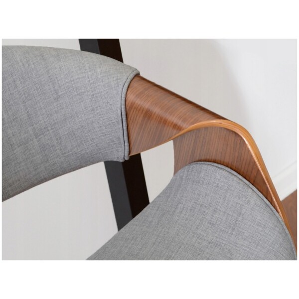 Silla Mn2 Tela Gris chapa madera nogal diseño curvo - Imagen 7