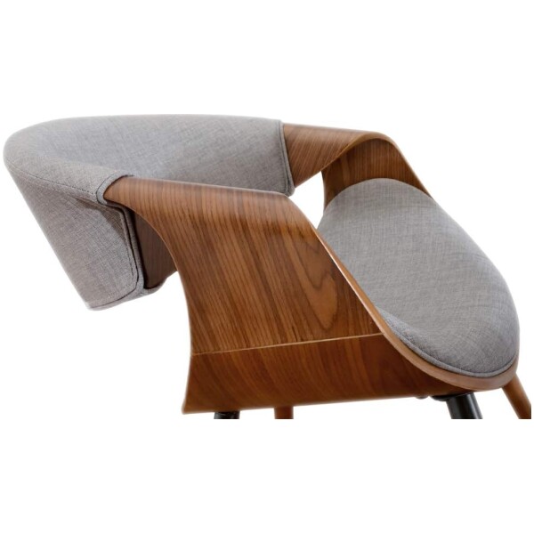 Silla Mn2 Tela Gris chapa madera nogal diseño curvo - Imagen 2