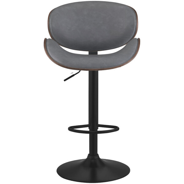 Banco Vegas VG1 Madera Nogal Piel Pu Gris Base Negra - Imagen 4