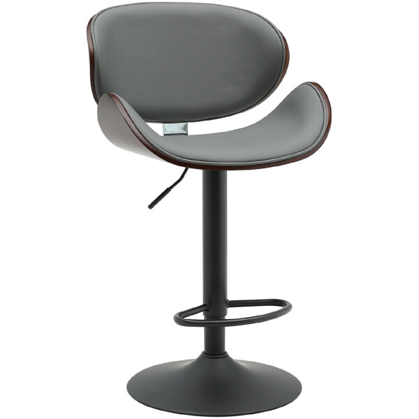 Banco Vegas VG1 Madera Nogal Piel Pu Gris Base Negra - Imagen 2