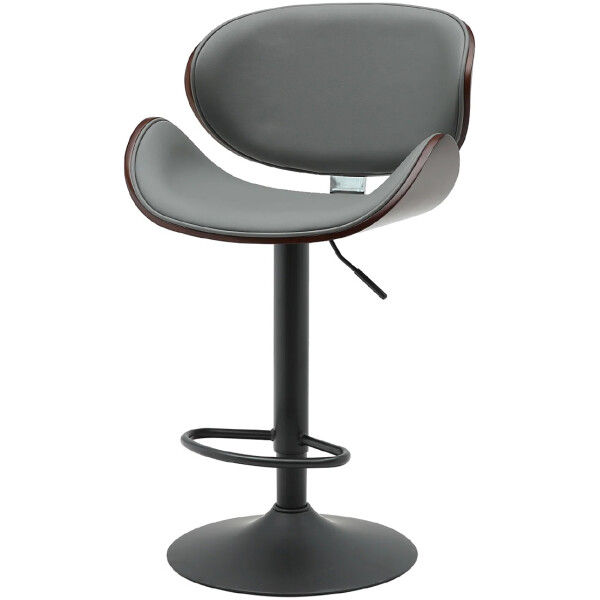 Banco Vegas VG1 Madera Nogal Piel Pu Gris Base Negra