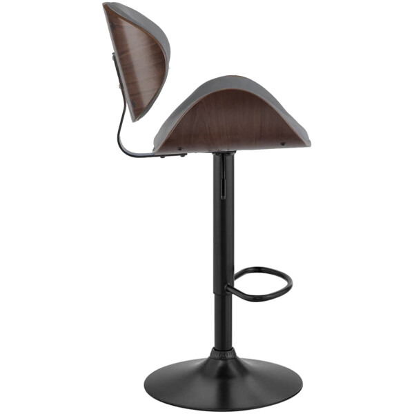 Banco Vegas VG1 Madera Nogal Piel Pu Gris Base Negra - Imagen 5