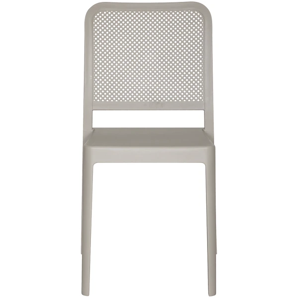 silla de plastico para exterior o interior de restaurante econmica con diseño tipo malla rejilla todo clima patio o terraza color Arena taupe