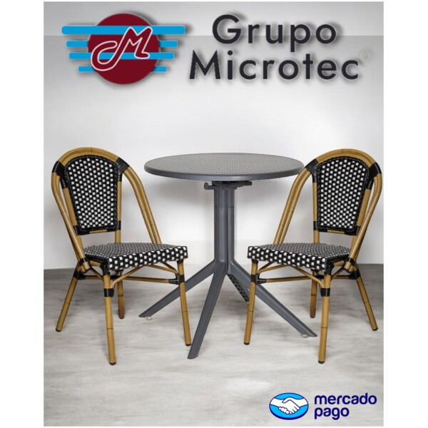 mesa de plastico para exterior restaurant bar barra de comida plegable con 2 sillas estilo frances modelo paris