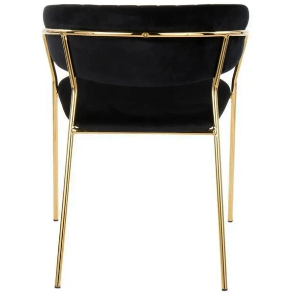 silla de tela terciopelo negro patas de metal en color dorado